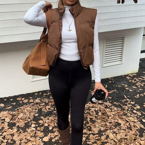 Chocolate Brown Casual Women's Sleeveless Coat Vest - Picture 7 of 7